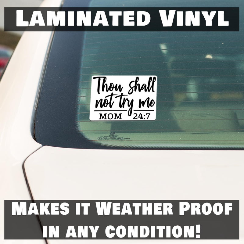 KCD Thou Shall Not Try Me Vinyl Decal Sticker for Cars Trucks Windows Bumpers Walls Laptops Skins - 5.5 Inches at Largest Point (Mom 24:7 Black) - Image 4